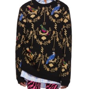 Gucci Black Voliere Jacquard Sweater XXL